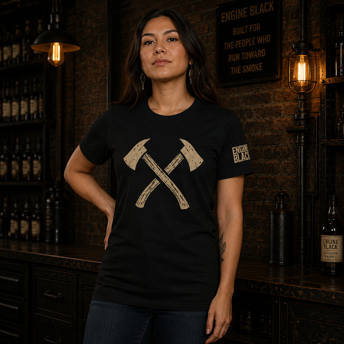 Engine Black™ Crossed Axes Tee | Firefighter Shirt | Premium Fire Rescue Lifestyle Apparel