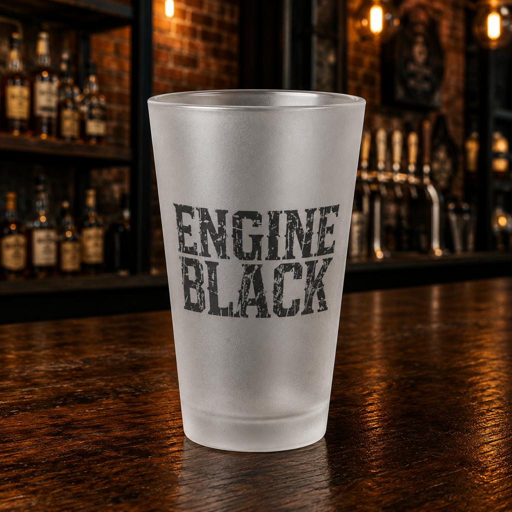 Engine Black Wordmark Frosted Pint Glass | Premium Fire & Rescue Lifestyle | Apparel & Accessories