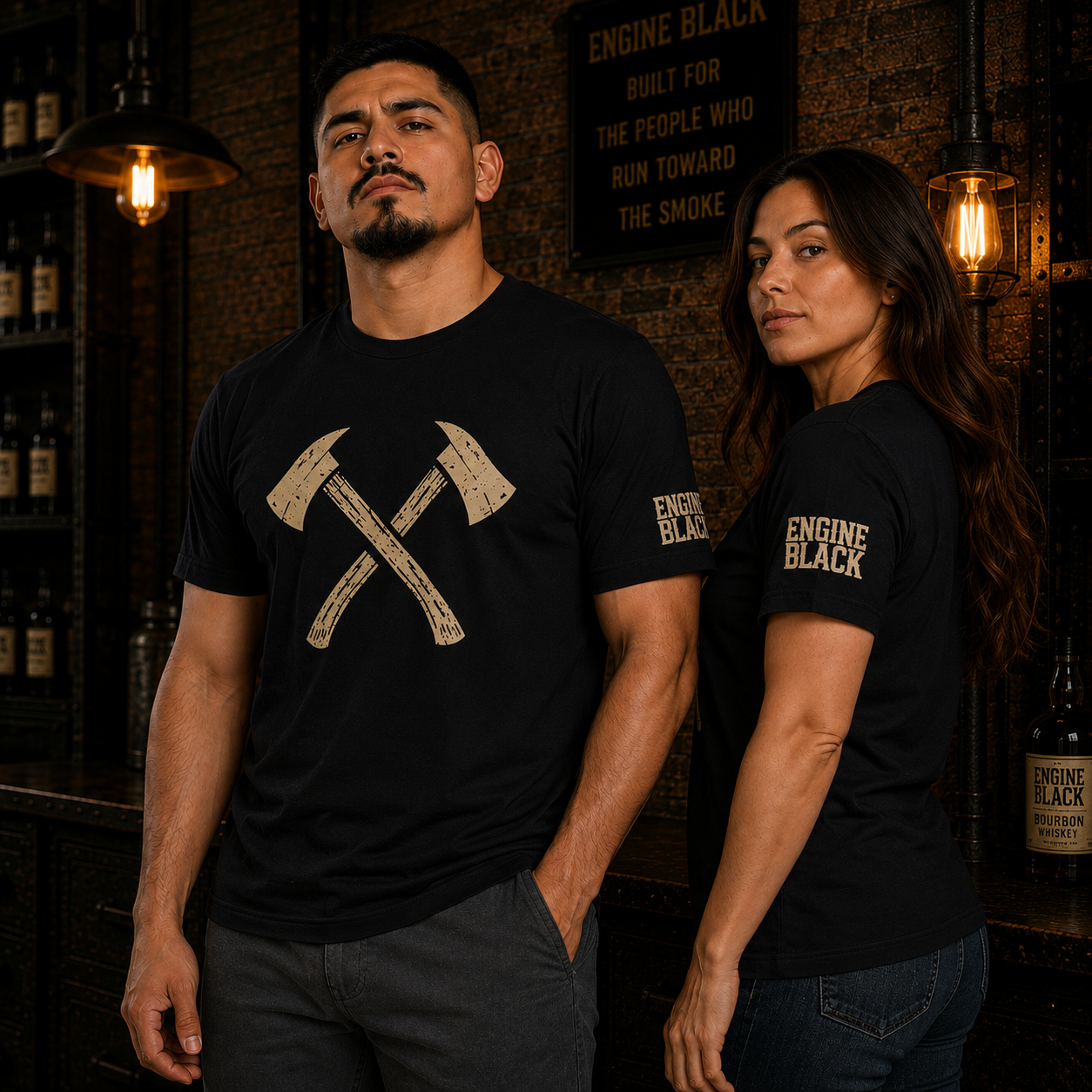 Engine Black™ Crossed Axes Tee | Firefighter Shirt | Premium Fire Rescue Lifestyle Apparel