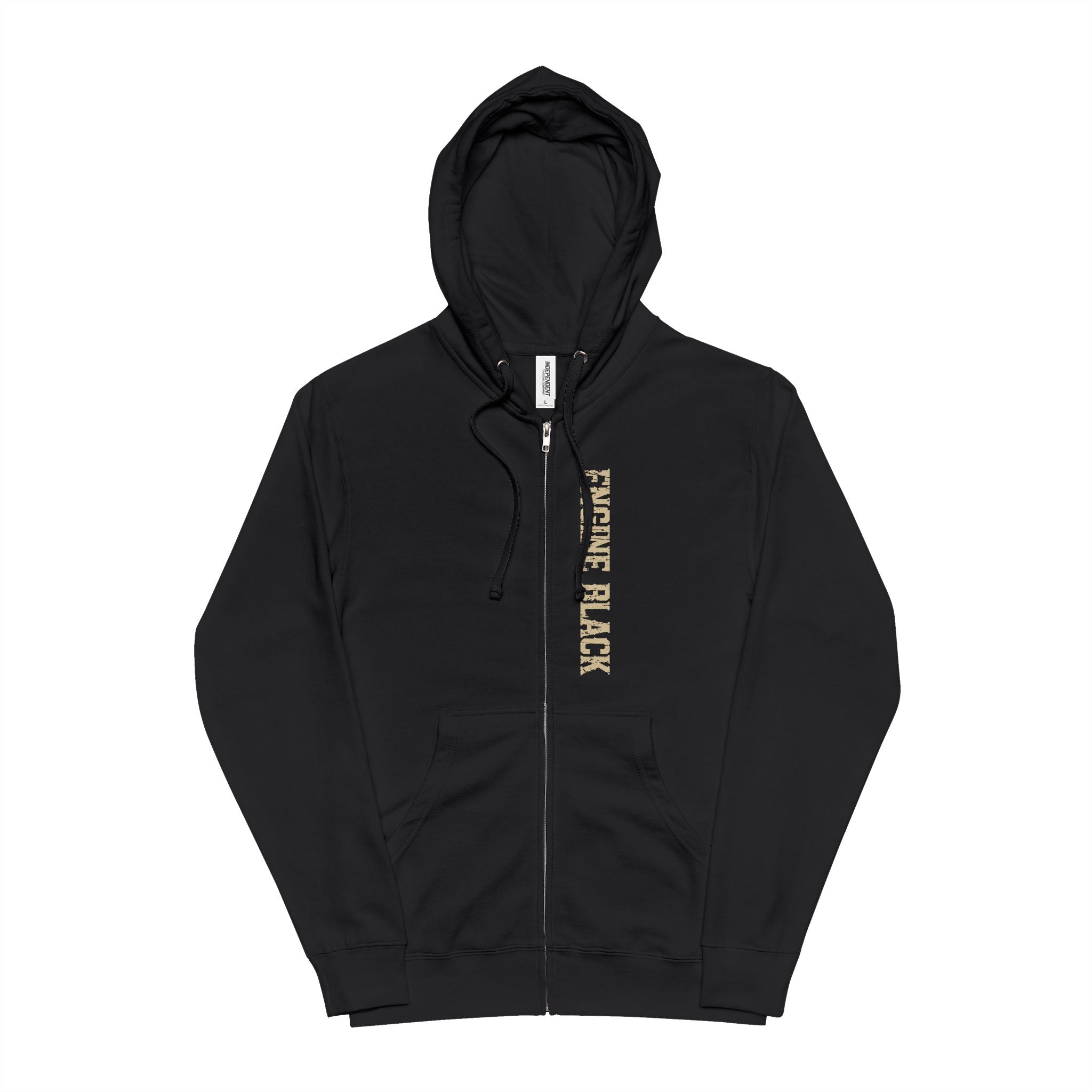 Engine Black™ Zip-Up Hoodie — Crossed Axes "We Don't Stay Clean" | Premium Fire Rescue Lifestyle Apparel