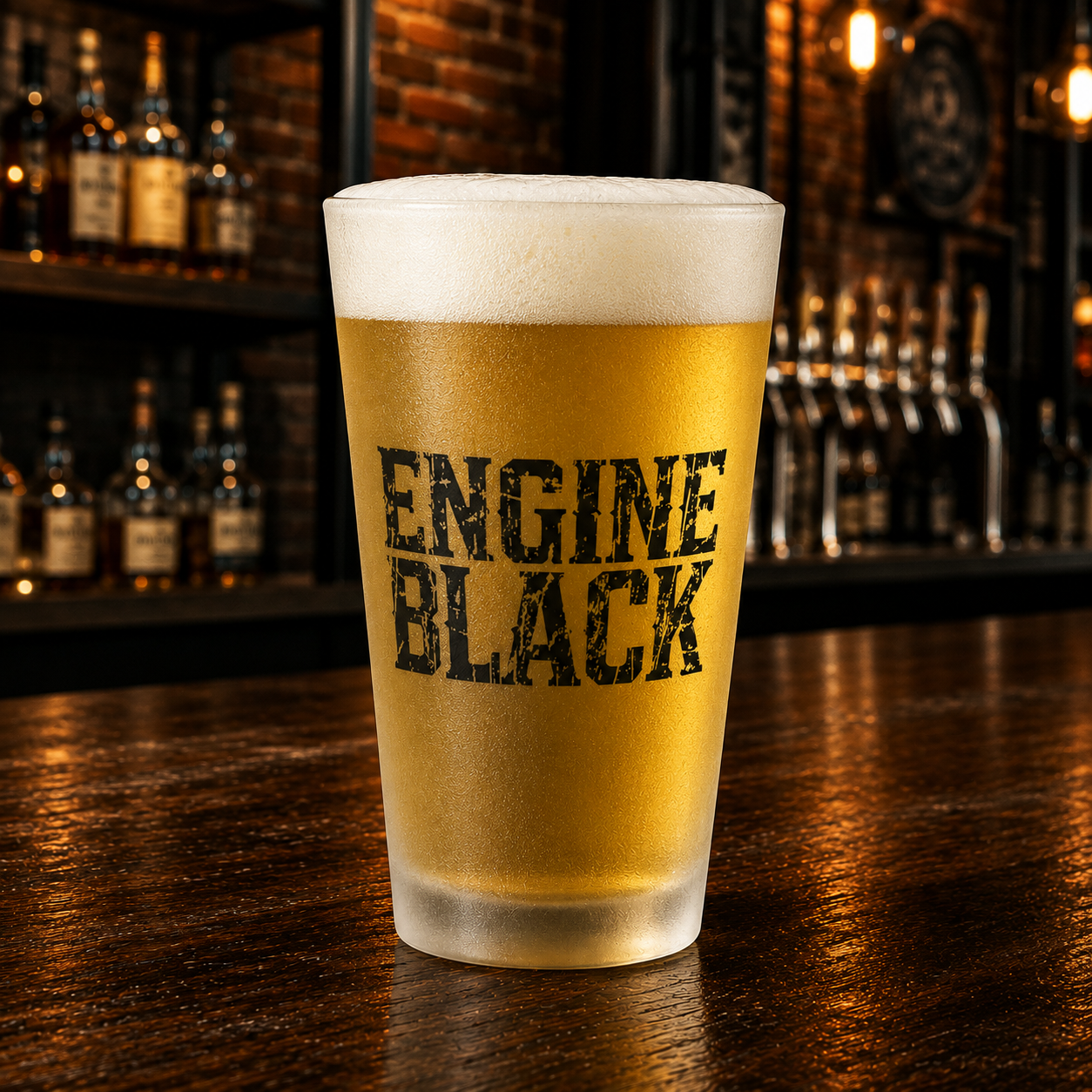 Engine Black Wordmark Frosted Pint Glass | Premium Fire & Rescue Lifestyle | Apparel & Accessories