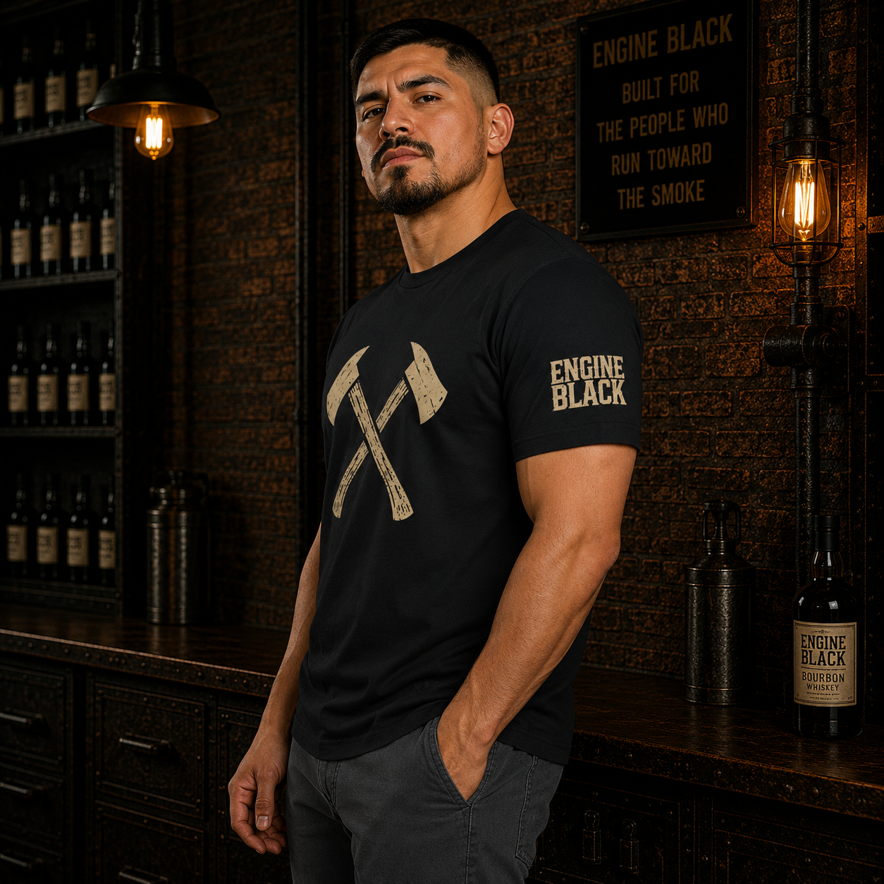 Engine Black™ Crossed Axes Tee | Firefighter Shirt | Premium Fire Rescue Lifestyle Apparel
