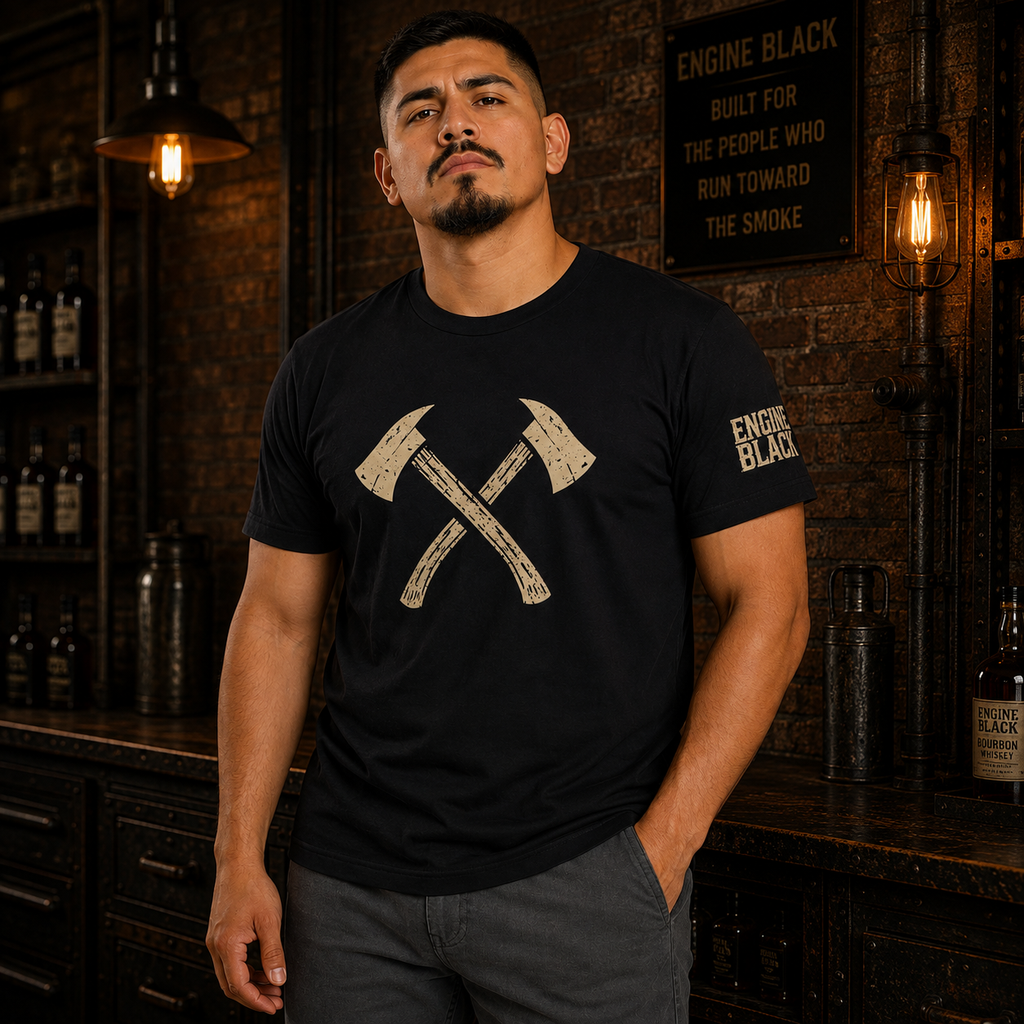 Engine Black™ Crossed Axes Tee | Firefighter Shirt | Premium Fire Rescue Lifestyle Apparel