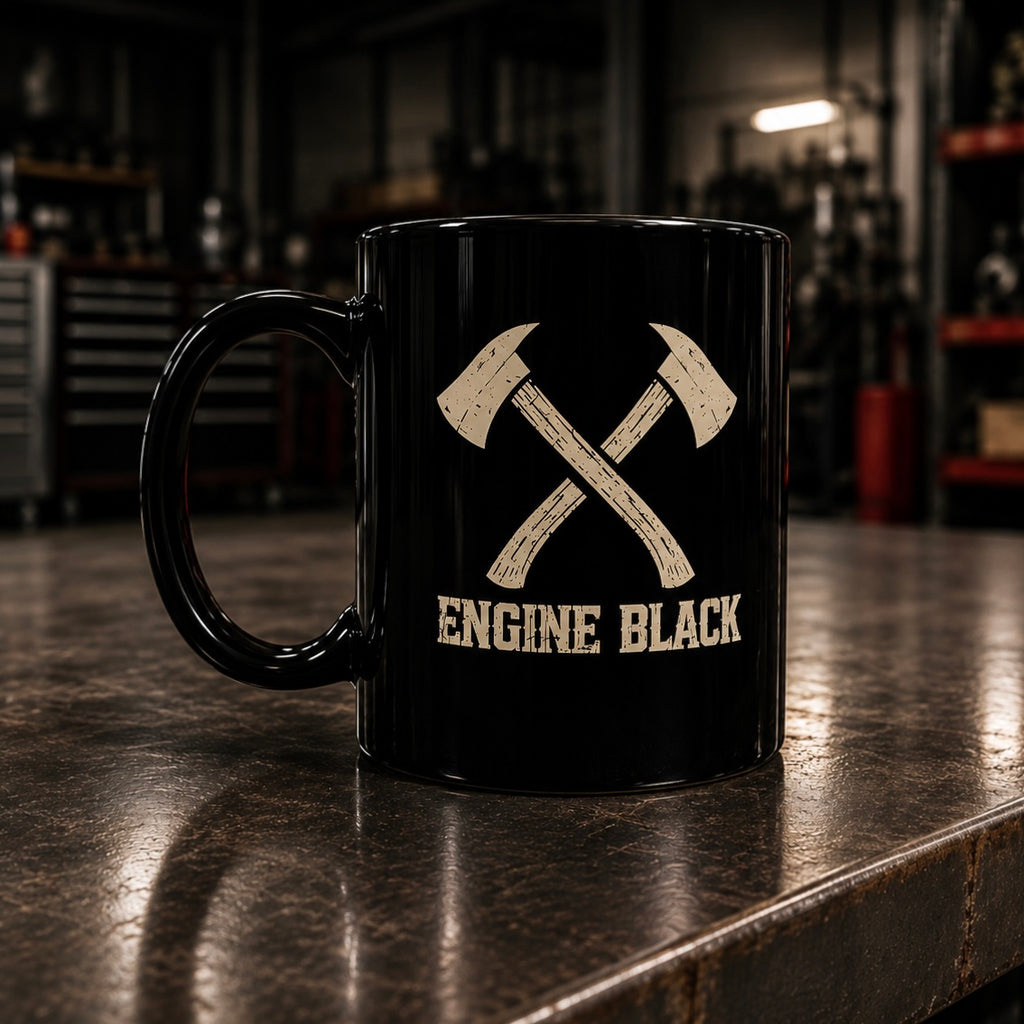 Engine Black Crossed Axes Mug | Premium Fire & Rescue Lifestyle Apparel & Accessories