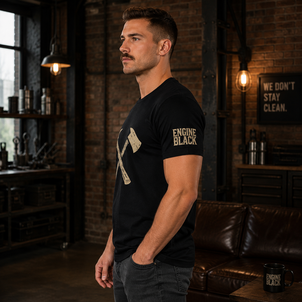 Engine Black™ Crossed Axes Tee | Firefighter Shirt | Premium Fire Rescue Lifestyle Apparel