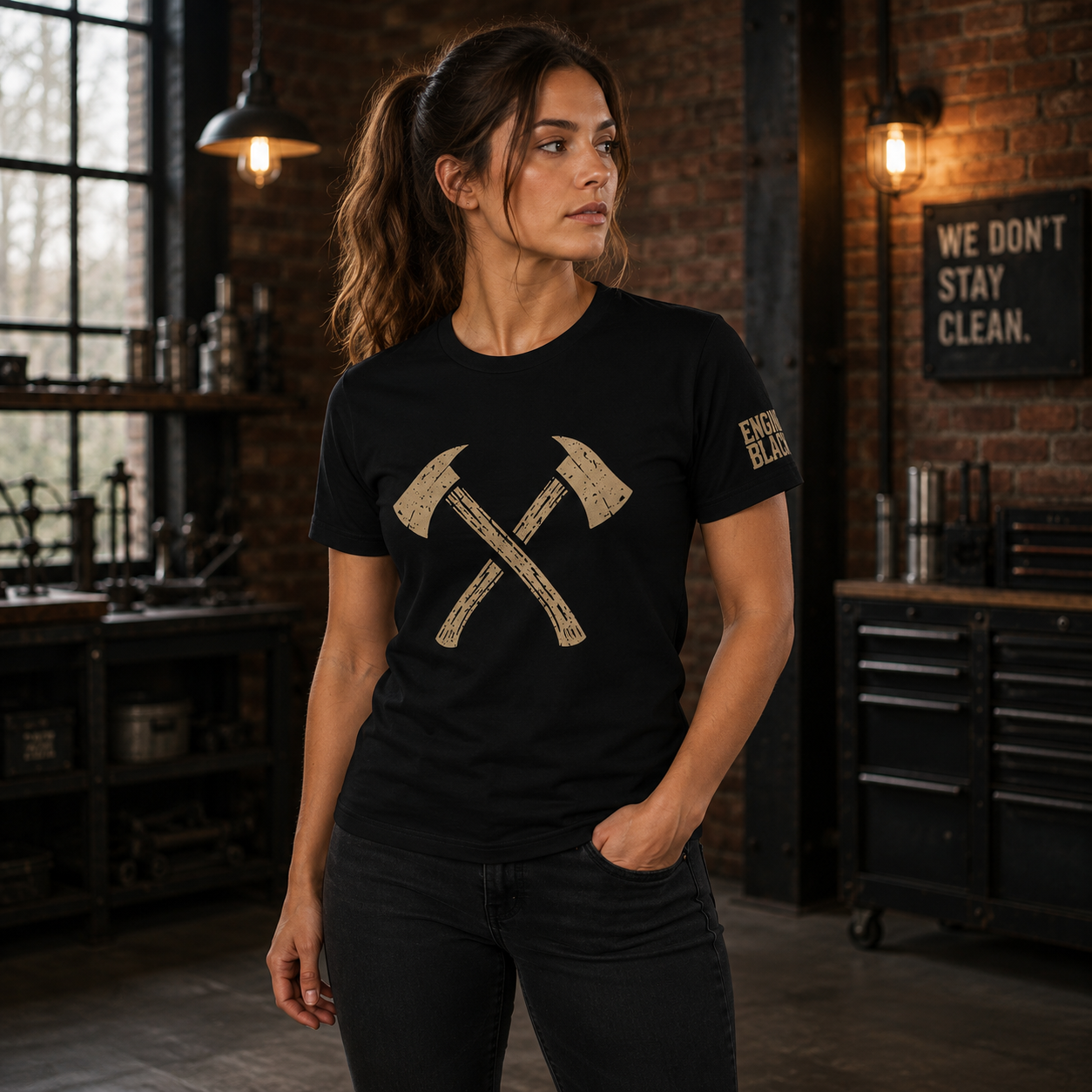 Engine Black™ Crossed Axes Tee | Firefighter Shirt | Premium Fire Rescue Lifestyle Apparel