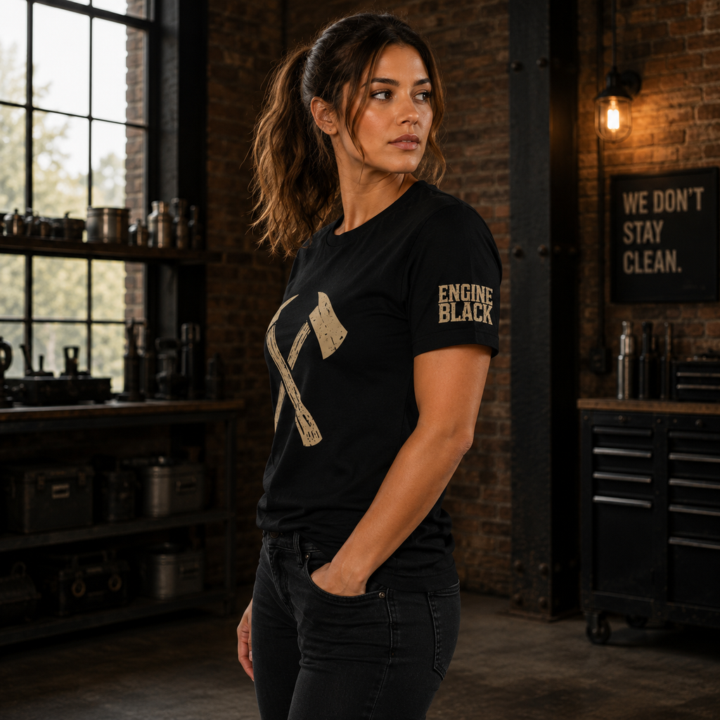 Engine Black™ Crossed Axes Tee | Firefighter Shirt | Premium Fire Rescue Lifestyle Apparel