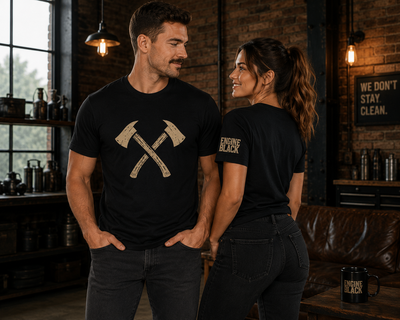 Engine Black™ Crossed Axes Tee | Firefighter Shirt | Premium Fire Rescue Lifestyle Apparel