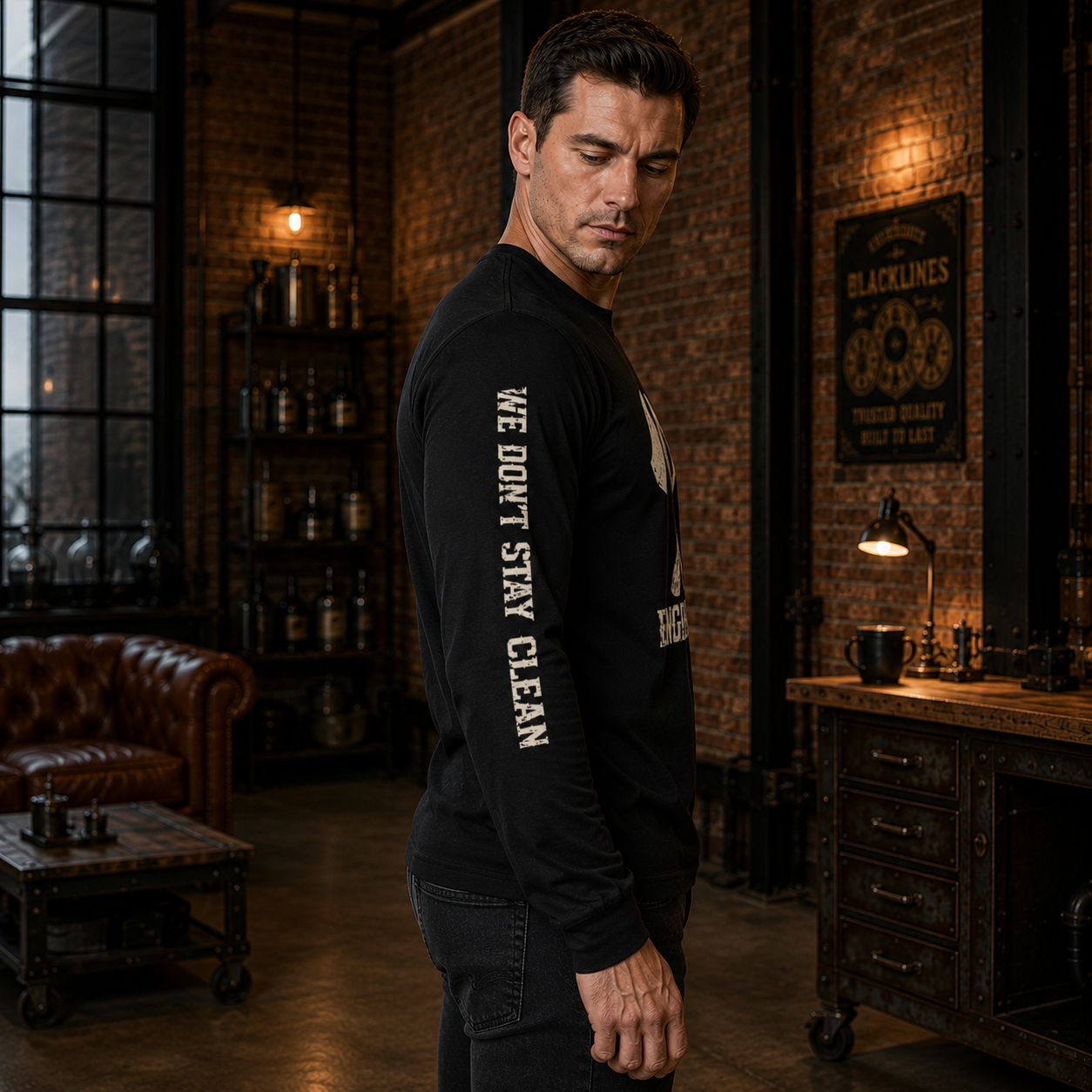 Engine Black™ Crossed Axes Long Sleeve | Premium Fire Rescue Lifestyle Apparel