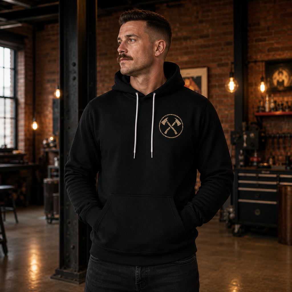 Engine Black™ Pullover Hoodie — “We Don’t Stay Clean” | Premium Fire Rescue Lifestyle Apparel