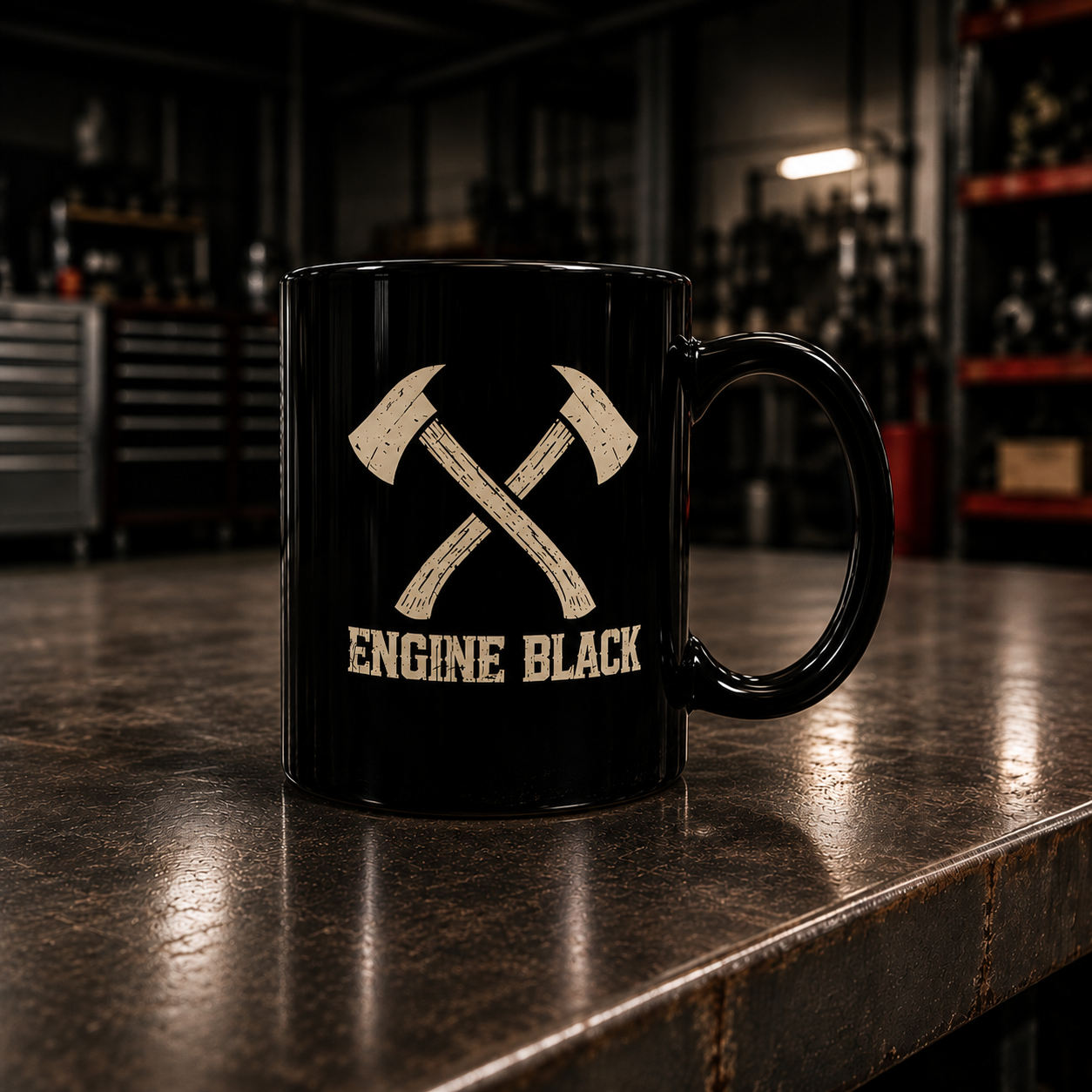 Engine Black Crossed Axes Mug | Premium Fire & Rescue Lifestyle Apparel & Accessories