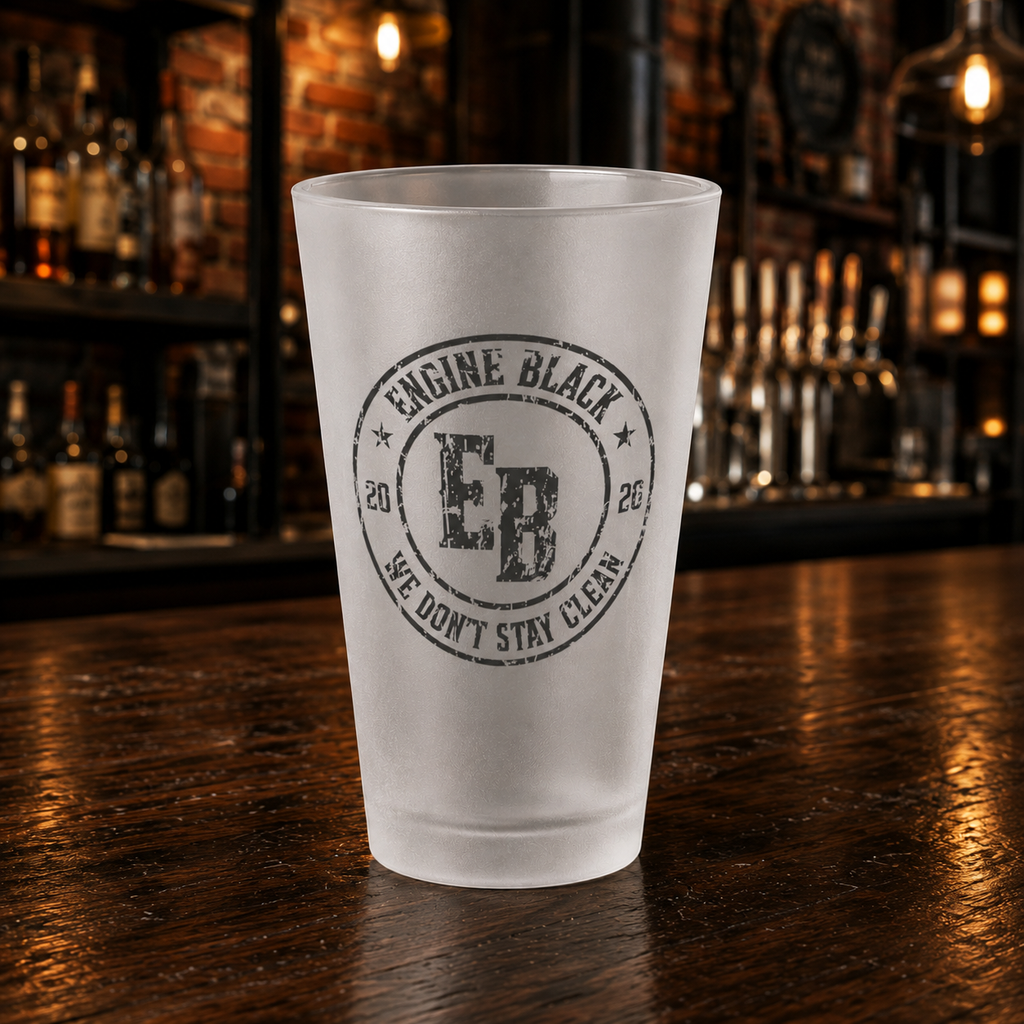 Engine Black Monogram Frosted Pint Glass | Premium Fire & Rescue Lifestyle | Apparel & Accessories