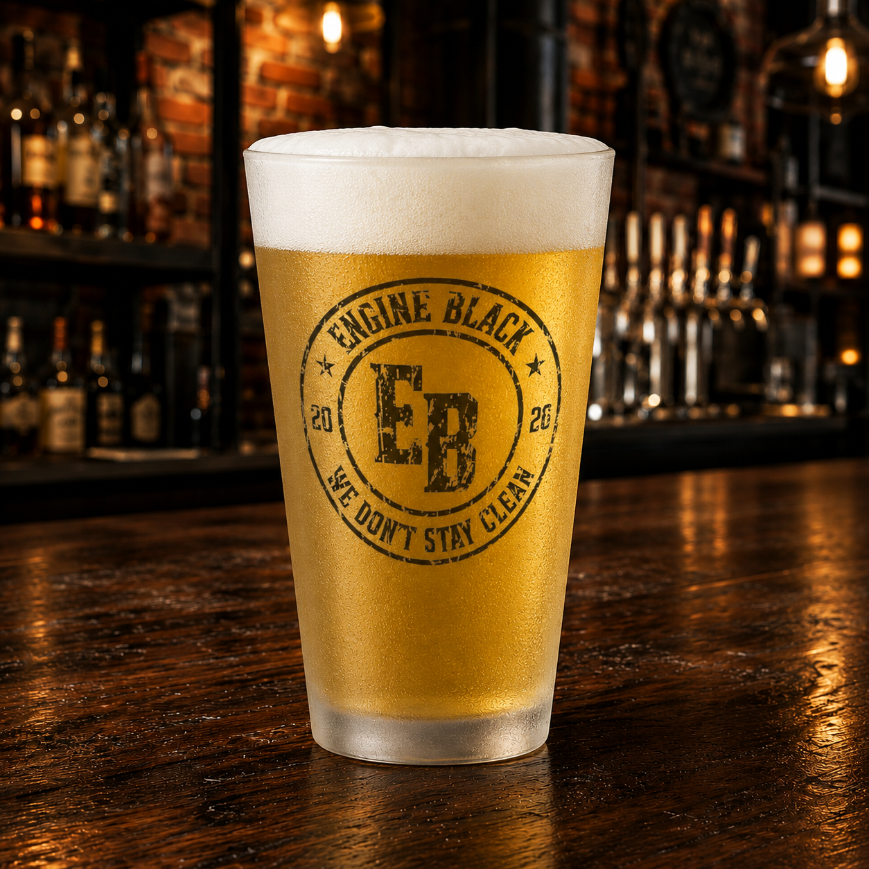 Engine Black Monogram Frosted Pint Glass | Premium Fire & Rescue Lifestyle | Apparel & Accessories