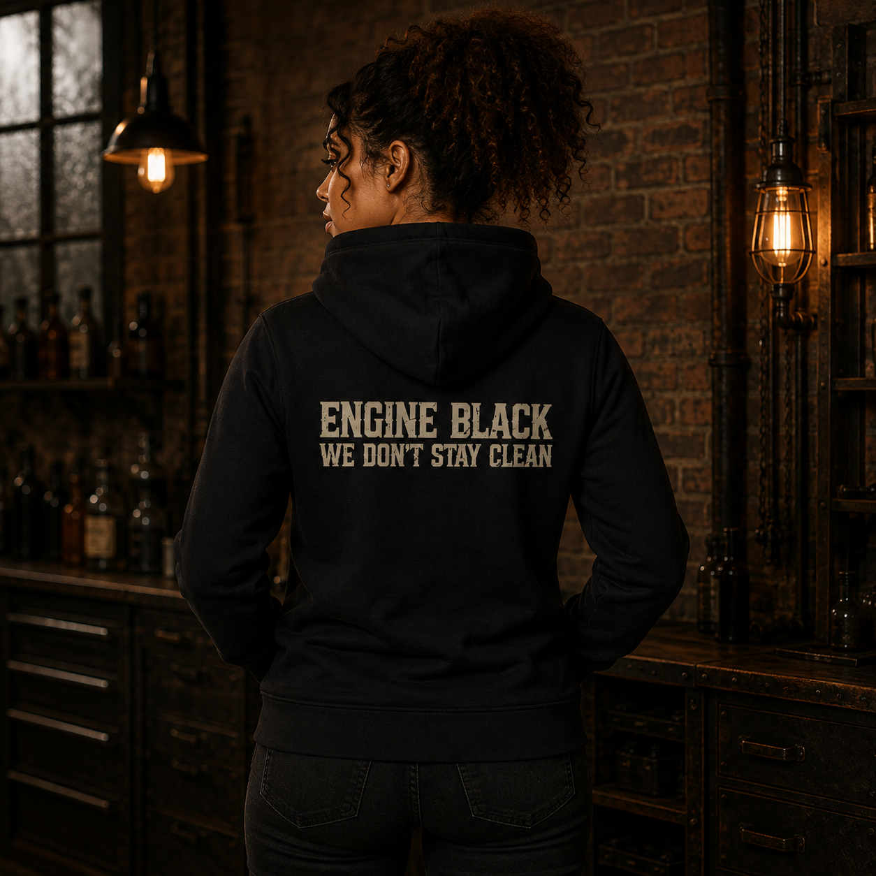 Engine Black™ Pullover Hoodie — “We Don’t Stay Clean” | Premium Fire Rescue Lifestyle Apparel