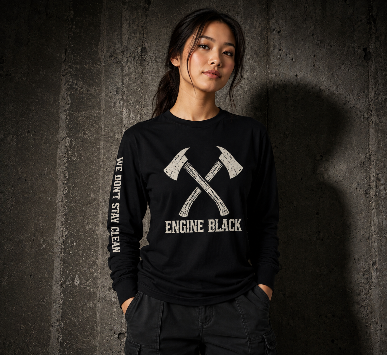 Engine Black™ Crossed Axes Long Sleeve | Premium Fire Rescue Lifestyle Apparel