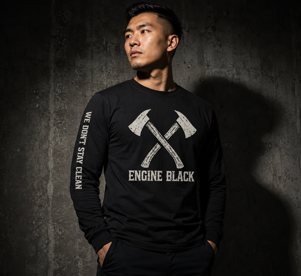 Engine Black™ Crossed Axes Long Sleeve | Premium Fire Rescue Lifestyle Apparel