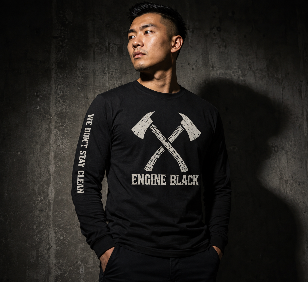 Engine Black™ Crossed Axes Long Sleeve | Premium Fire Rescue Lifestyle Apparel