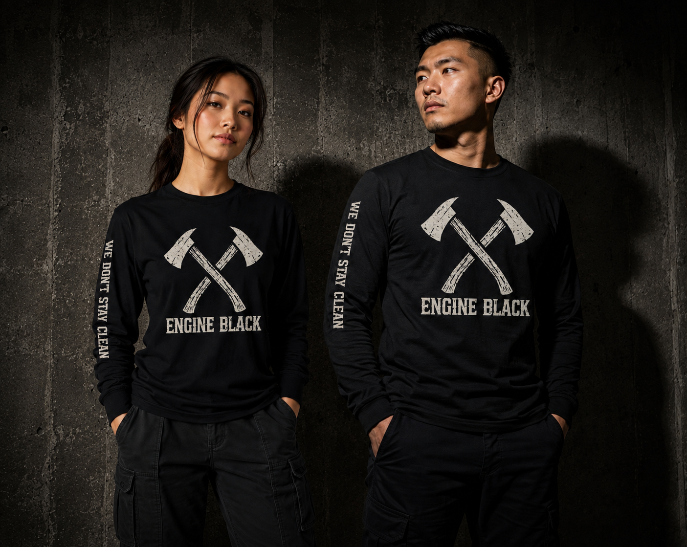 Engine Black™ Crossed Axes Long Sleeve | Premium Fire Rescue Lifestyle Apparel