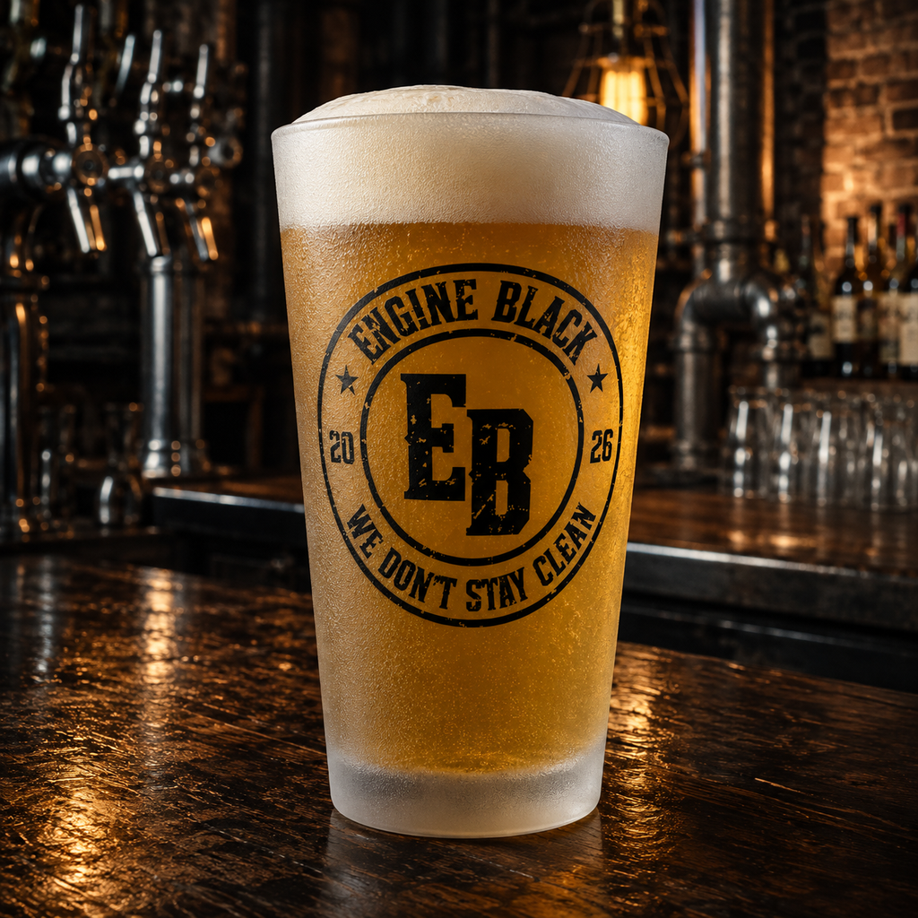 Engine Black Monogram Frosted Pint Glass | Premium Fire & Rescue Lifestyle | Apparel & Accessories