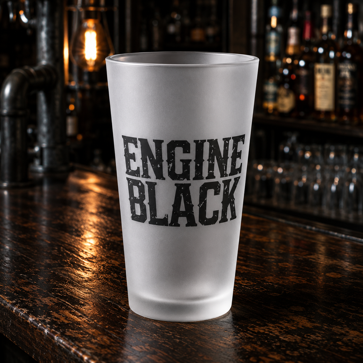 Engine Black Wordmark Frosted Pint Glass | Premium Fire & Rescue Lifestyle | Apparel & Accessories
