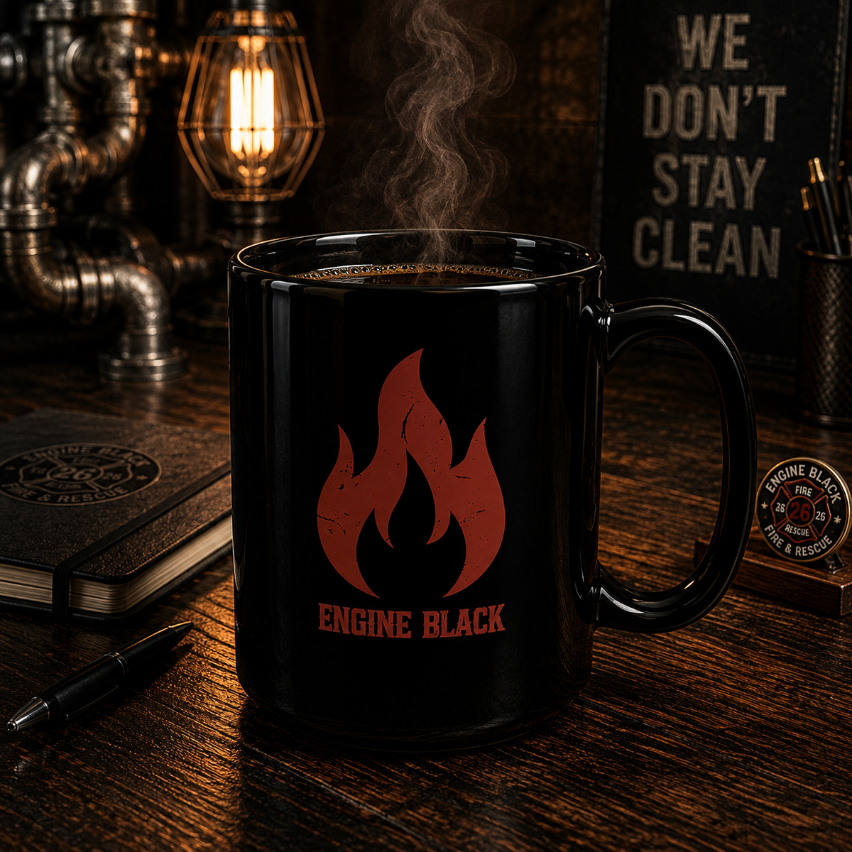 Engine Black Flame Mug | Premium Fire & Rescue Lifestyle | Apparel & Accessories