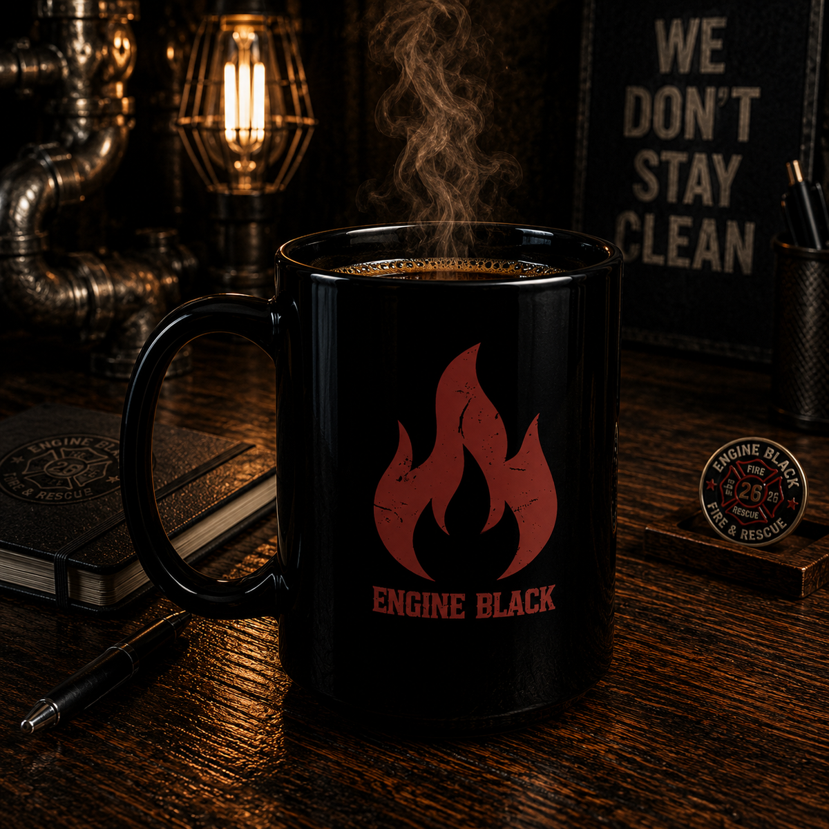 Engine Black Flame Mug | Premium Fire & Rescue Lifestyle | Apparel & Accessories